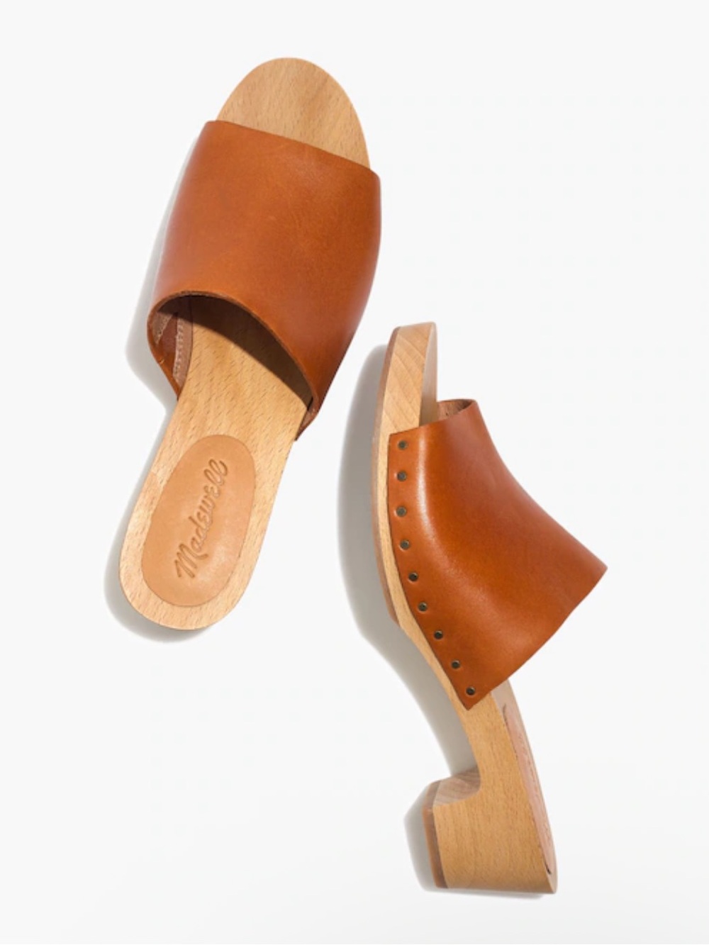 Madewell Cognac Leather Clog Mules
